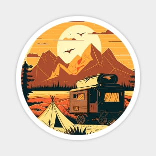 Camping Adventure Sunset, Camping Van Magnet